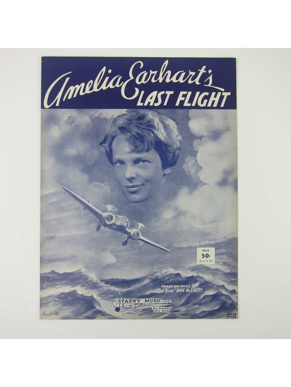 Amelia Earhart's Last Flight Sheet Music Dave McErnery Stasny Music Vintage 1939